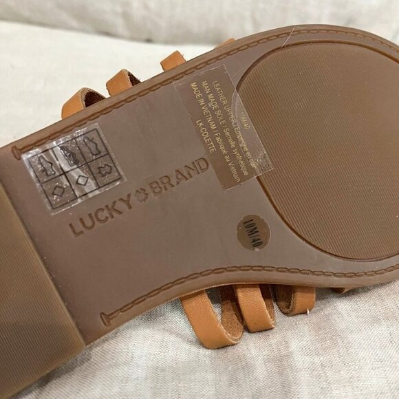 NWOT LUCKY BRAND BROWN LEATHER GLADIATOR GREEK LACE UP FLAT SANDALS - 10 (40) - Picture 11 of 11
